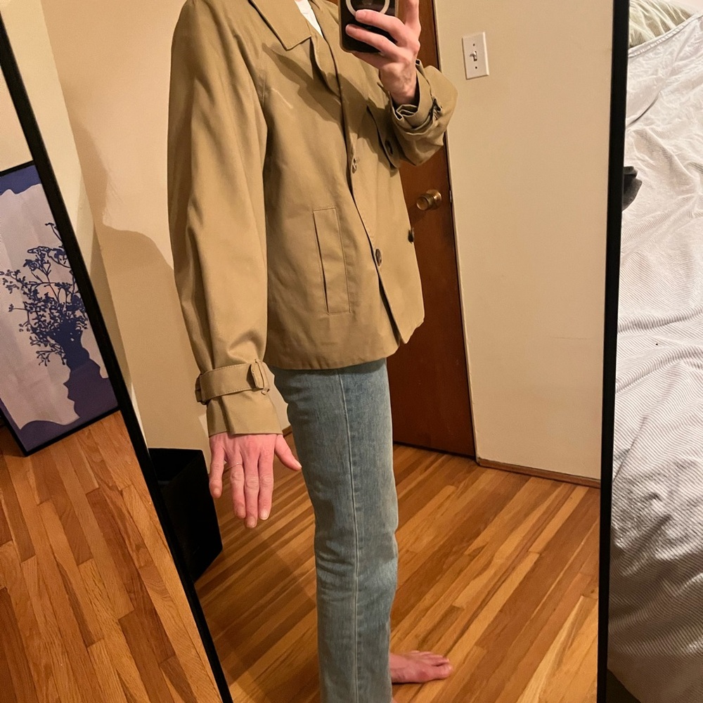 Classic Tan Double-Breasted Women's Jacket - Picture 2 of 2